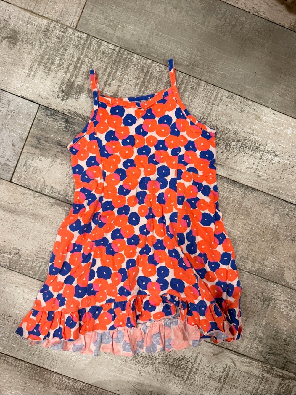 Tea Collection Orange & Blue Floral Ruffle-Hem Sundress